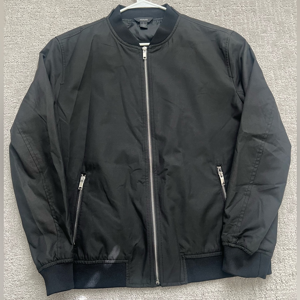 Alfani Menâs Black Bomber Jacket